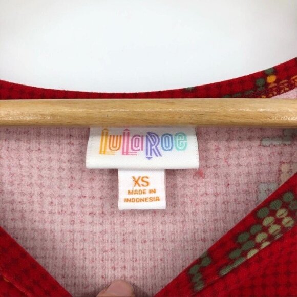 Lularoe Women’s Carly Dress Size XS Floral Print High Low Shift Red Short Sleeve - Picture 6 of 8